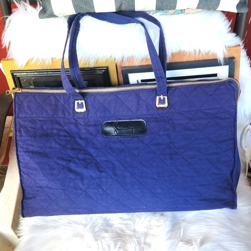 GIVENCHY Blue Quilted Duffle Tote Bag EUC vintage